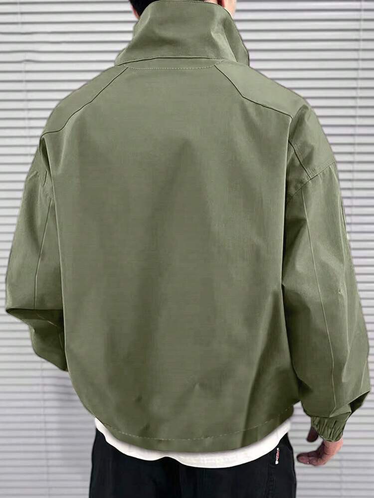 Men Half Zip Stand Collar Jacket