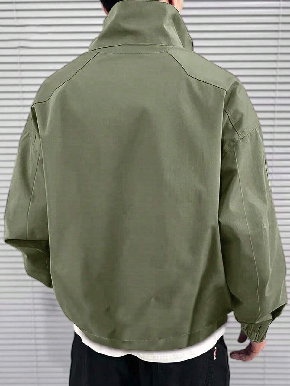 Men Half Zip Stand Collar Jacket