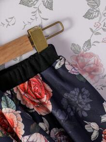 Baby Girl Floral Print Sweatshirt & Skirt - Black - View 6