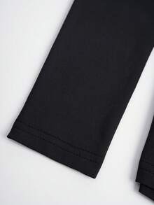 SHEIN LUNE Solid Cut Out Crop Tee - Black - View 6