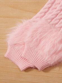 SHEIN Jersey jóven en contraste de peluche tejido de cable