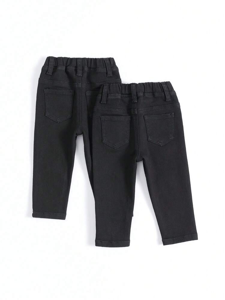 Baby Girl 2pcs Solid Single Button Jeans
