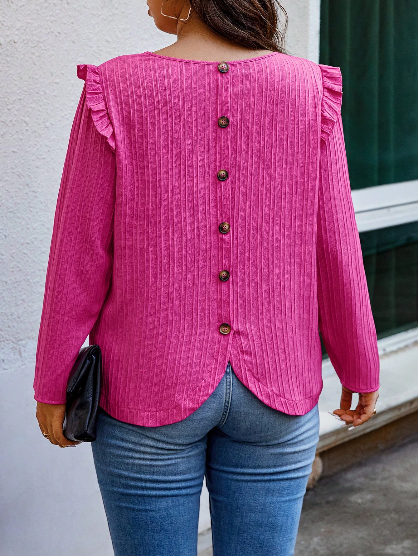 shein-essnce-plus-button-back-ruffle-trim-blouse-shein-usa