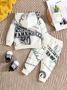 Baby Boy Letter Graphic Hoodie & Sweatpants - Multicolor - View 2