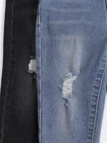 Baby Girls Basic Casual 2pcs Elastic Jeans With Raw Hem