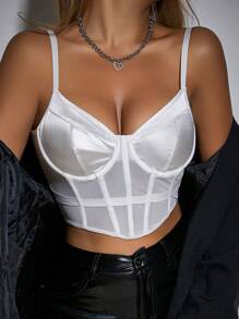 Zolique Top de tirantes bustier unicolor - Blanco - Ver 5