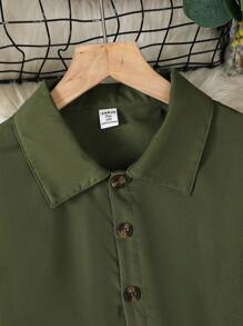 Teen Girl Solid Belted Shirt Jumpsuit