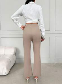 EURMUSE Solid Flare Leg Suit Pants - White - View 2
