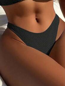 SHEIN Swim Women Bikini Bottoms Liso Sexy - Negro - Ver 3