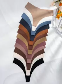 12packs Solid Simple Sexy Thongs - Multicolor - View 1