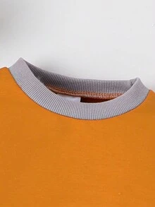 2入組寶寶男孩對比色邊綁帶運動裝衣套裝,包括衣服和帶繩鬆緊的運動褲 - 棕色 - 查看 5