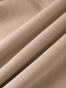 SHEIN LUNE Đồ họa Hoạt hình Lót nhiệt Áo nỉ - Màu Khaki - Xem 4