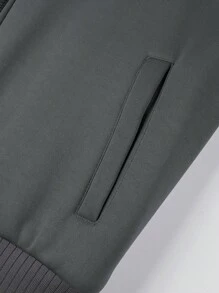 Manfinity Homme Men Zip-Up Thermal Lined Hooded Jacket - Dark Grey - View 5