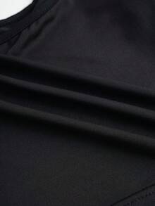 SHEIN LUNE Solid Cut Out Crop Tee - Black - View 7