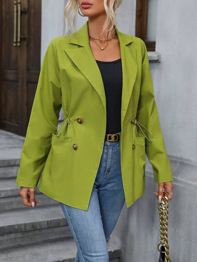 Lapel Neck Double Breasted Blazer Fall Cloth For Women