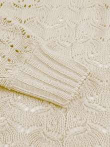 Plus Size Pointelle Knit Batwing Sleeve Cardigan - Apricot - View 8