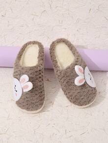 孩子們的卡通冬天濃烈香調室內可愛嬰兒女孩拖鞋 - 卡其色 - 查看 4