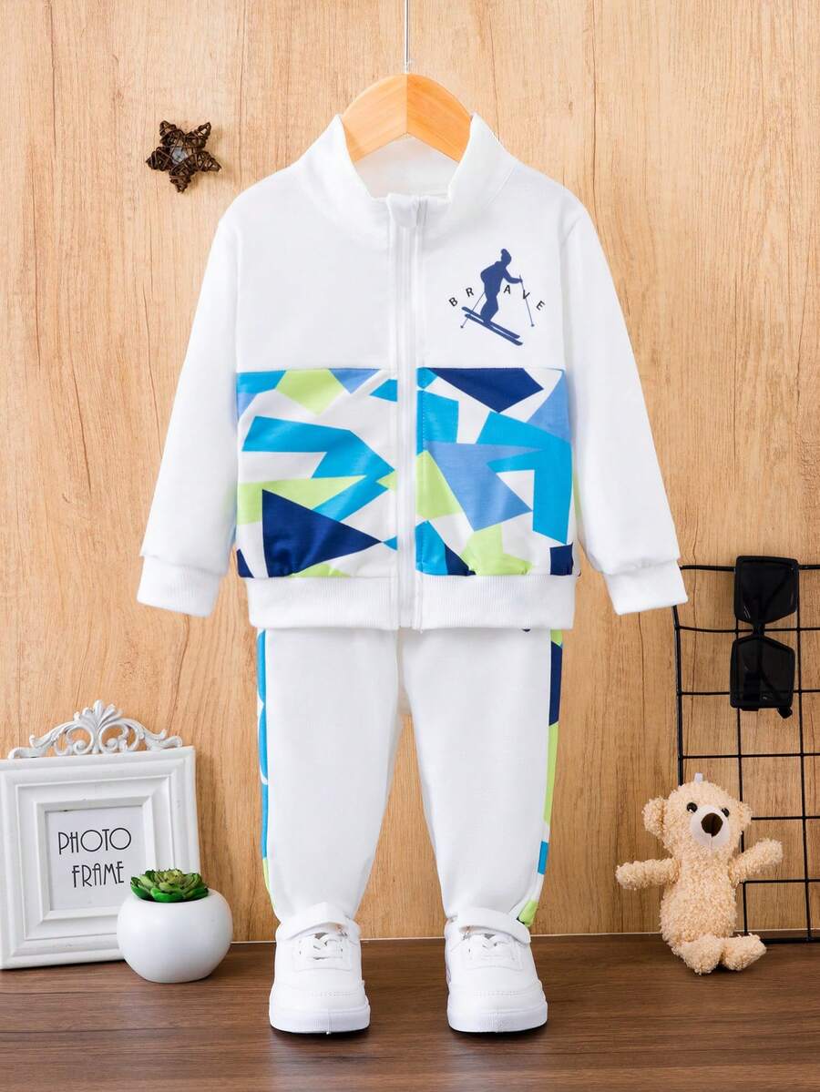 男嬰幾何印花夾克和運動褲 - 彩色 - 查看 1