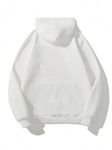 Manfinity Lỏng lẻo phù hợp Nam Đồ họa hoa & khẩu hiệu Túi kangaroo Thả vai Hoodie - trắng - Xem 2