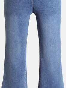 女大童彈性腰帶牛仔喇叭褲 - 中等水洗藍 - 查看 6