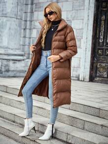 SHEIN LUNE Zip Up Slant Pocket Padded Padded Coat Clothes Winter