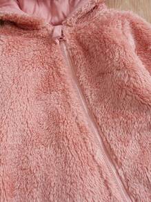 H HIBOBI 嬰兒男女通用冬季保暖長袖可愛3D熊耳連體褲 (帽內襯無定位) - 粉色 - 查看 6