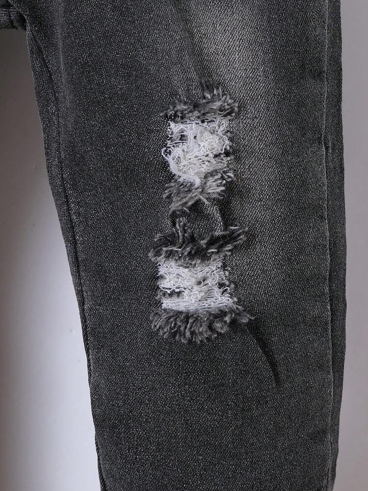 Baby Girl Elastic Waist Ripped Jeans