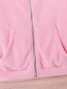 Teen Girl Zip Up Hooded Jacket Without Tee - Baby Pink - View 6