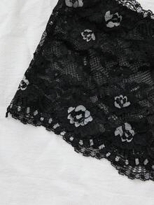 Talla grande Set de lencería con encaje floral - Negro - Ver 5