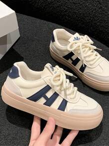 秋冬女士休闲运动鞋时尚小白鞋白色系带简约系带鞋女运动鞋