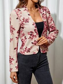 SHEIN Clasi Cazadora con estampado floral con parte delantera abierta
