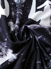 SHEIN LUNE 大碼紮染標語圖案T恤 - 黑色 - 查看 3