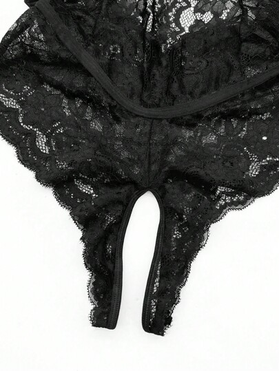 Bloemen Kanten Plunging Neck Backless Teddy Bodysuit Lingerie UnderwearOuter, Baddie Look view 6