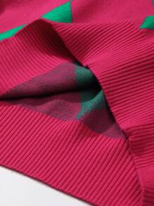 SHEIN EZwear Women Sweaters Geometris Casual - Hot Pink - View 6