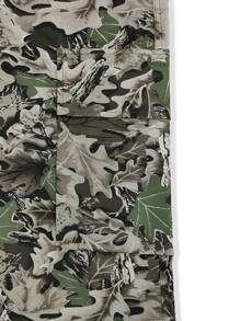 Claim Dot Men's Loose Fit Cargo Pants With Plant Print - Multicolor - View 7