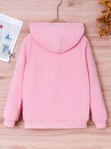 Teen Girl Zip Up Hooded Jacket Without Tee - Baby Pink - View 2
