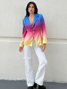 SHEIN Privé Blazer de ombré con botón