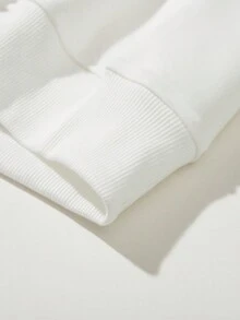 Manfinity Lỏng lẻo phù hợp Nam Đồ họa hoa & khẩu hiệu Túi kangaroo Thả vai Hoodie - trắng - Xem 4