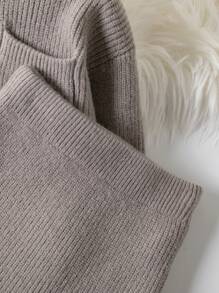 SHEIN 女小童補丁貼口袋毛衣和針織裙 - 卡其色 - 查看 3