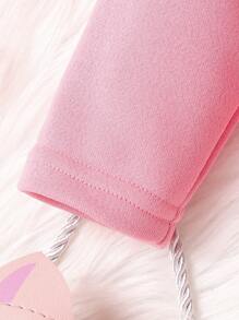 Baby Girl Cartoon Graphic Raglan Sleeve Hoodie & Skirt - Pink - View 4