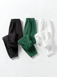 SHEIN Unity Bộ 3 quần jogger lót nhiệt màu trơn đơn giản dành cho nữ, đa năng cho việc đi lại hàng ngày, mùa thu/đông - Nhiều màu - Xem 4