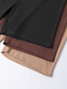 SHEIN Unity 3 piezas Shorts biker unicolor tejido de canalé - Multicolor - Ver 7