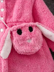 SHEIN Young Girl Hooded Teddy Dress With Bag