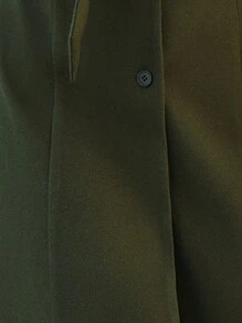 SHEIN Clasi Borg Collar Belted Overcoat - Army Green - View 7