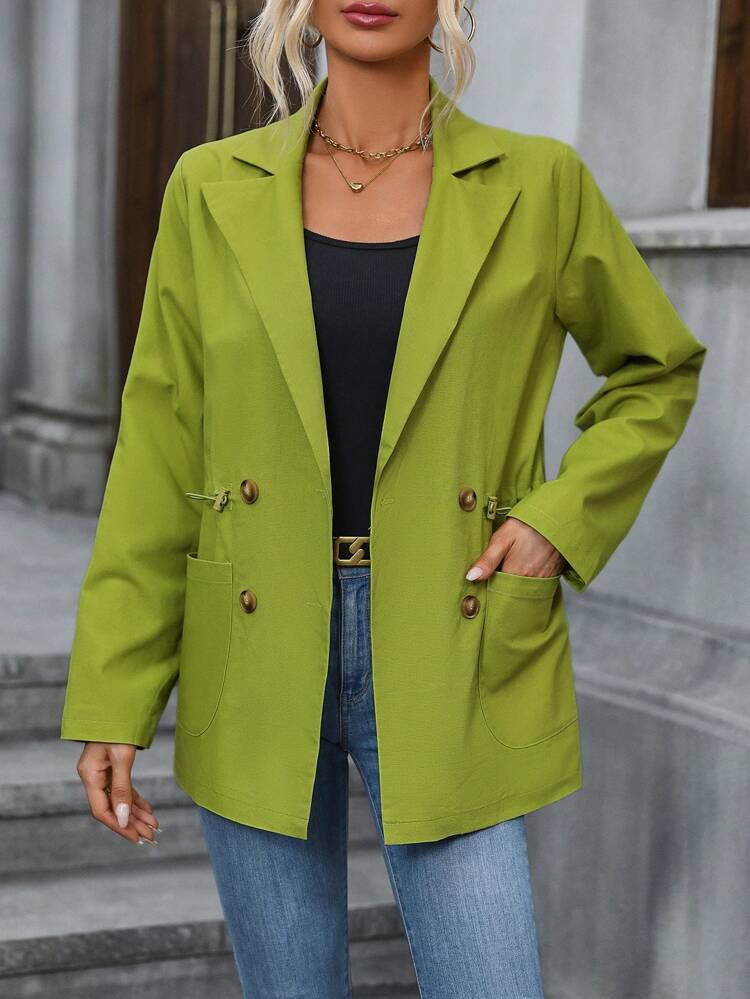 Lapel Neck Double Breasted Blazer Fall Cloth For Women