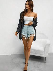 AAmilife 1pc Solid Casual Design Cardigan - Dark Grey - View 5