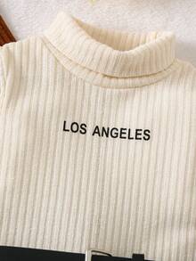 SHEIN 女小童2入組字母刺繡高領洋裝附腰帶 - 彩色 - 查看 5