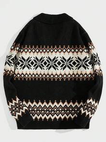 GENTILAND 宽松男士几何图案长袖休闲开衫 - 彩色 - 查看 2