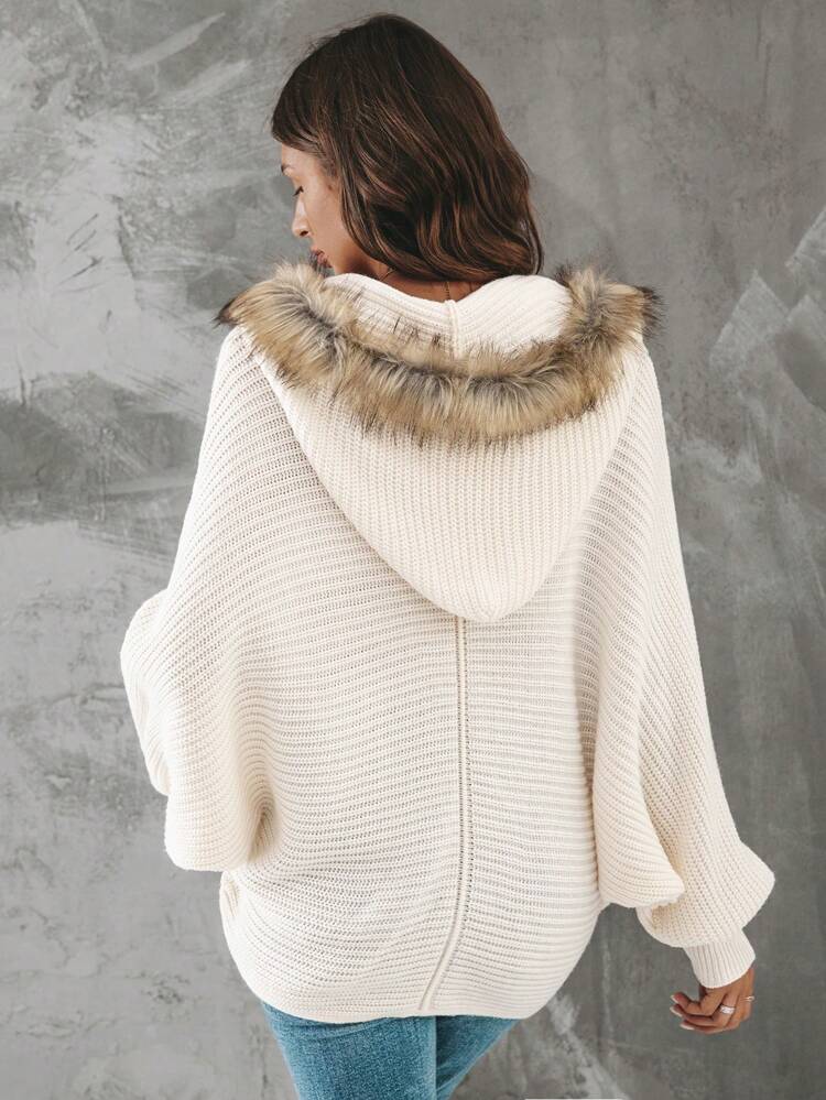 Solid Batwing Sleeve Ribbed Knit Pullover Fall Winter Sweater