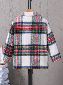 SHEIN 男小童格紋印花西裝領外套不帶T恤 - 紅色 - 查看 2